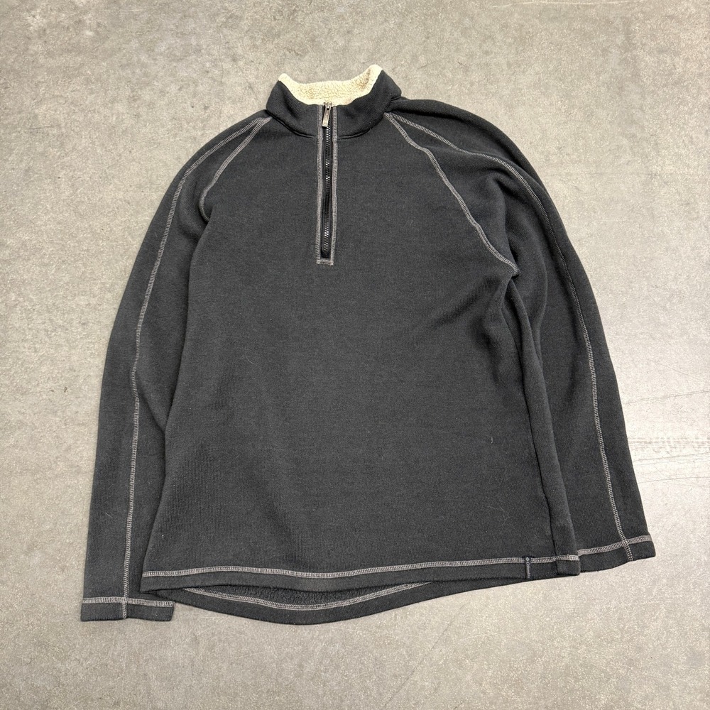 Columbia Mens XL Quarter Zip Fleece Pullover Charcoal Gray Sherpa Collar Sweater